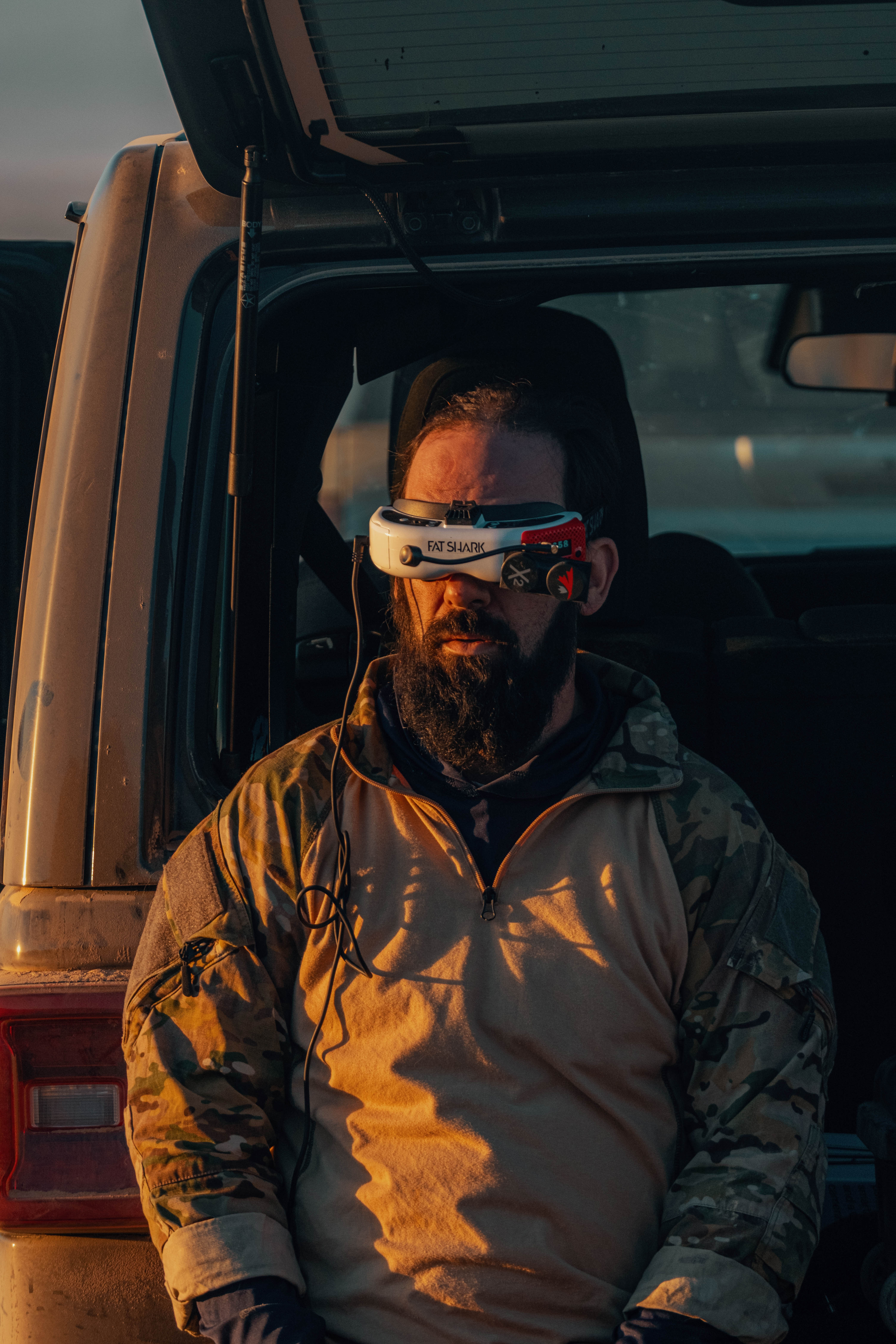 Operator flying Matrix 5 on FPV goggles