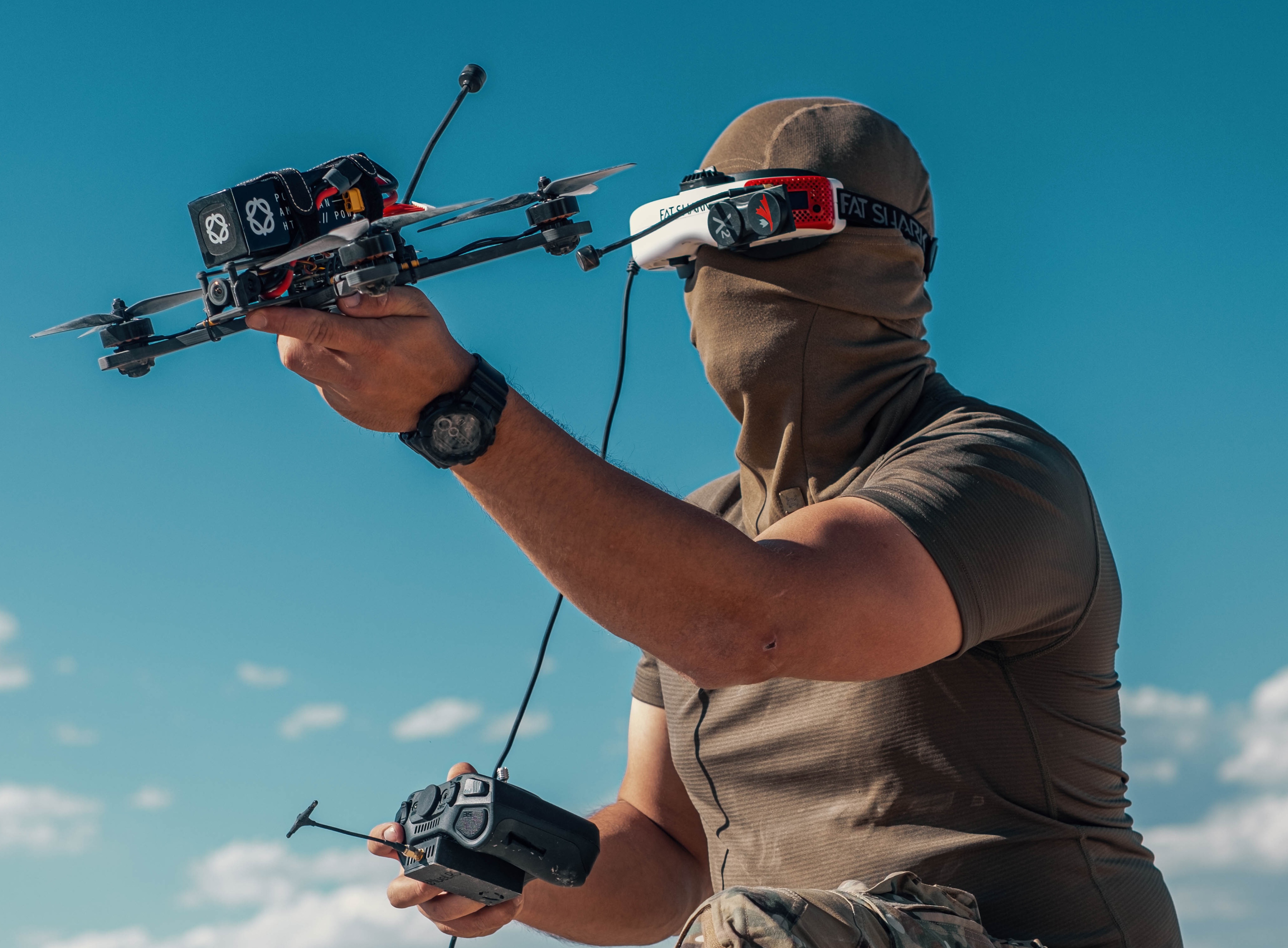 Operator flying a Matrix FPV airframe on goggles